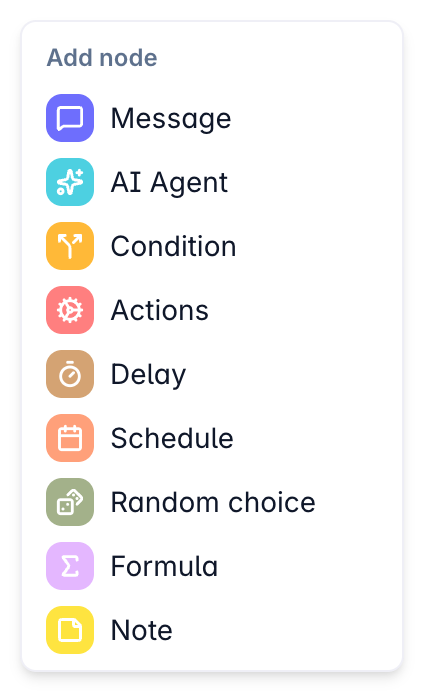 Add node menu in the Scenario Editor